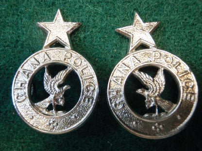Gradia Militaria -  GHANA POLICE Chrome Collar Badges