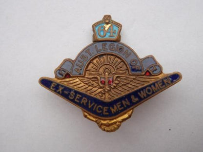 Gradia Militaria -  Aust Legion of Ex-service men & women Gilt & Enamel Lapel badge