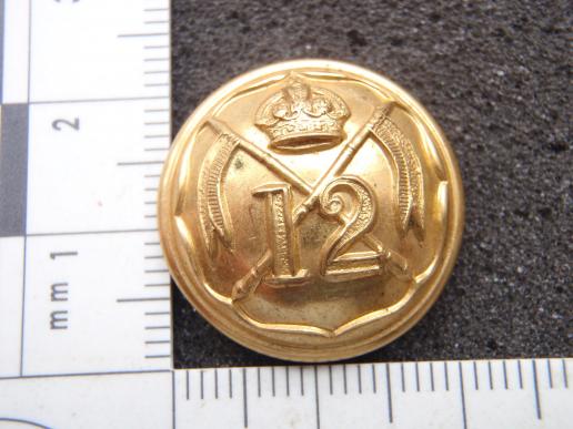 Post 1902 12th Royal Lancers Officers Gilt button