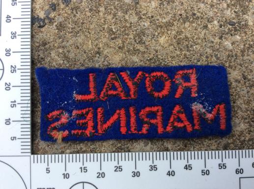 ROYAL MARINES cloth Shoulder title , late 1940-50s
