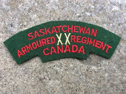Gradia Militaria -  20th ( Saskatchewan) Armoured Regiment  Cloth Shoulder title