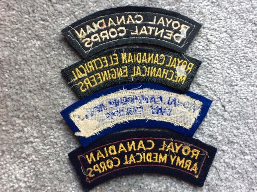 4x Royal Canadian Corps Cloth Shoulder Titles