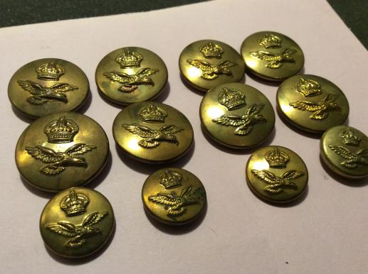 WW2 Royal Air Force Brass Tunic Button set By Gaunt