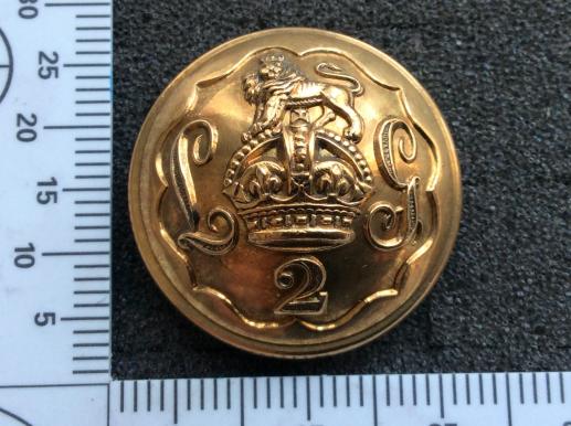 Gradia Militaria -  Post 1902 2nd Life Guards Officers Gilt Button, rare maker