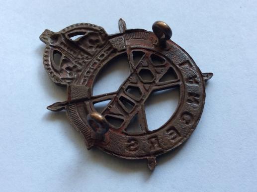 WW2 24th Lancers Bronze Officers Service Dress Cap badge