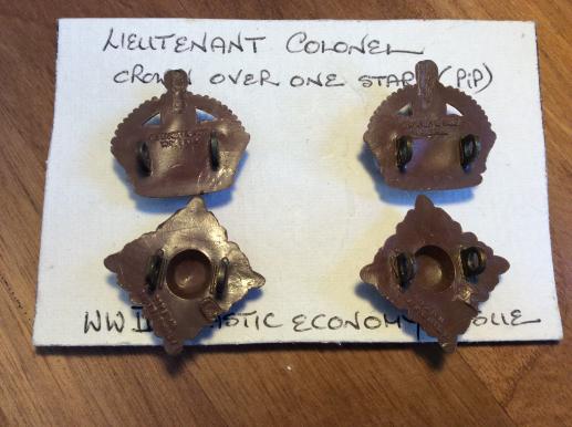 WW2 Plastic Economy issue Lieutenant Colonels Rank badges