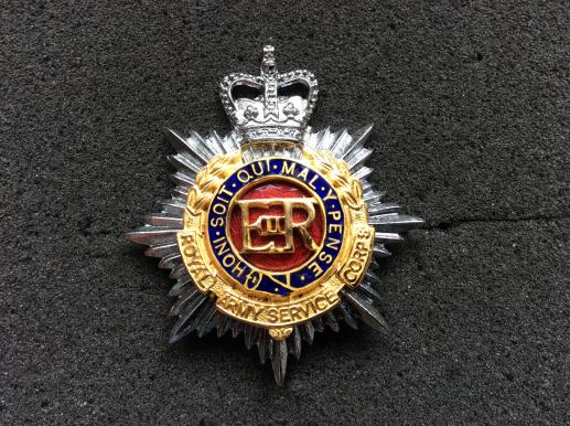 Gradia Militaria -  R.A.S.C Officers Q/C chrome, Gilt & enamel cap badge