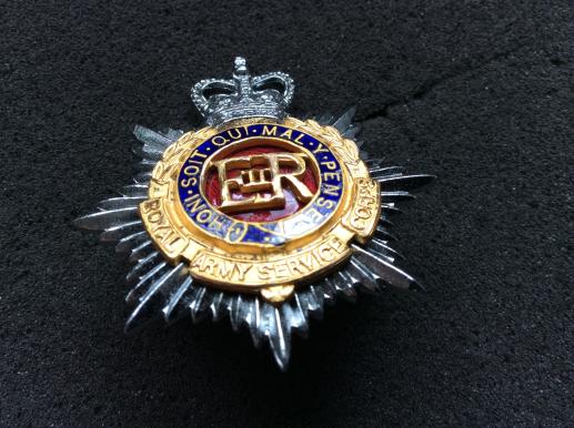 R.A.S.C Officers Q/C chrome, Gilt & enamel cap badge