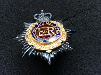 R.A.S.C Officers Q/C chrome, Gilt & enamel cap badge