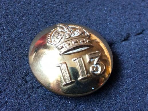 British Indian Army 113th Infantry Officers Gilt Button