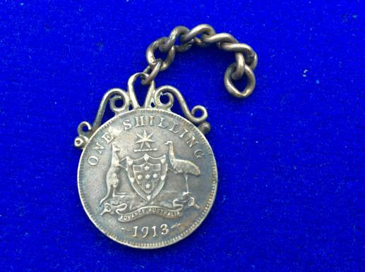 Gradia Militaria -  1913 dated Australian one shilling coin, Mounted for watch chain
