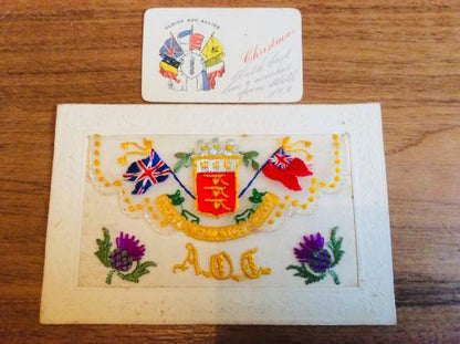 Gradia Militaria -  WW1 silk A.O.C ( Army Ordnance Corps) greeting & Xmas card