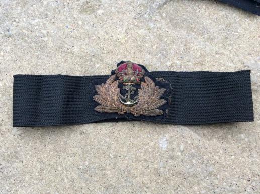 Gradia Militaria -  Post 1902 Royal Navy Officers Bullion Cap Badge & ribbon