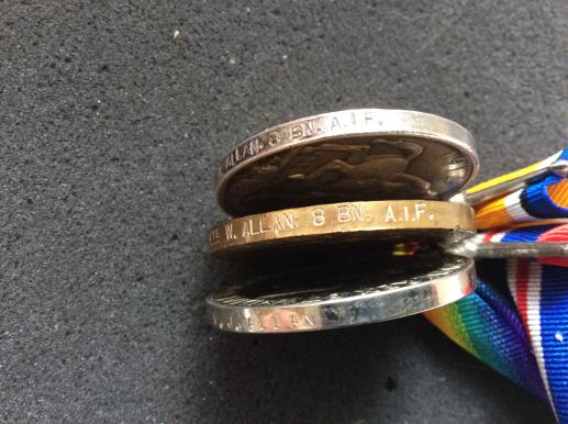Australian 8th Batt medals to W.ALLAN , Anzac & France 1914-19