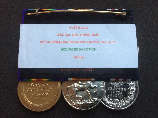 AIF "Somme" Military Medal (MM) group of 3 to BW POWE 30th Battalion