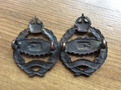 WW2 Royal Tank Regiment OSD Collar badges