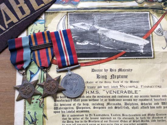 WW2 Burma star with PACIFIC bar, RN medal group , H.M.S VENERABLE