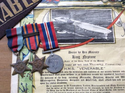 WW2 Burma star with PACIFIC bar, RN medal group , H.M.S VENERABLE