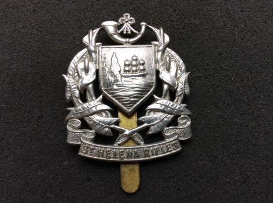 Gradia Militaria -  St Helena Rifles white Metal Cap Badge 1914-46