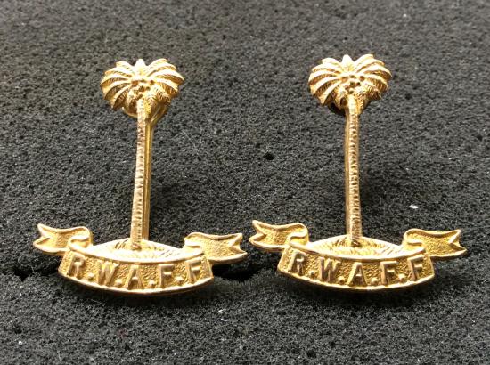 Gradia Militaria -  WW2 R.W.A.F.F gilded brass Officers Collar badges