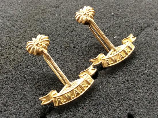 WW2 R.W.A.F.F gilded brass Officers Collar badges