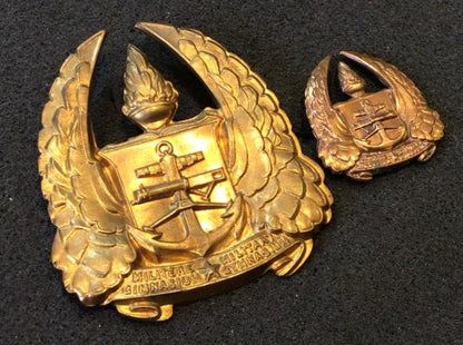 S.A Military Gymnasium Cap/ Helmet Badge And collar