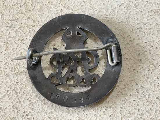 S.W.B 270244 issued to SIDNEY HENRY BAKER, R.E