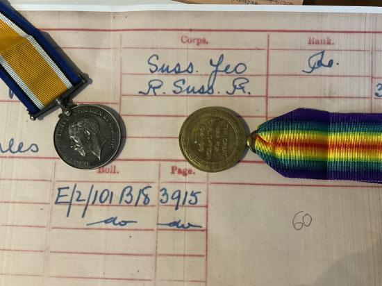 WW1 Pair; 2547 Pte. C.LEWERY 1st Sussex Yeomanry