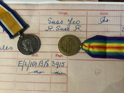 WW1 Pair; 2547 Pte. C.LEWERY 1st Sussex Yeomanry