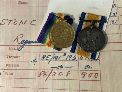 WW1 Pair; 2131 Pte Reginald STONE, 1st Sussex Yeomanry
