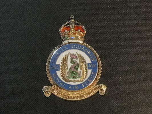 Gradia Militaria -  RAF 19 fighter squadron Battle of Britain silver/enamel commemorative plaque