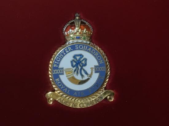 Gradia Militaria -  RAF 32 fighter squadron Battle of Britain silver/enamel commemorative plaque