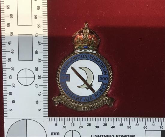 RAF (auxiliary) 600 City of London squadron Battle of Britain silver/enamel commemorative plaque