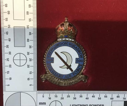RAF (auxiliary) 600 City of London squadron Battle of Britain silver/enamel commemorative plaque