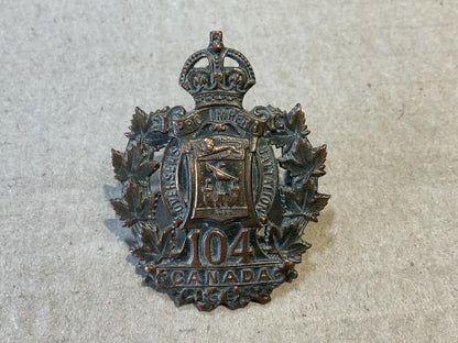 Gradia Militaria -  WW1 C.E.F 104th Batt (Sussex, New Brunswick) cap badge
