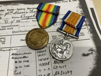 WW1 pair; 1890 Pte S.BAGSHAW 1/1st Sussex Yeomanry