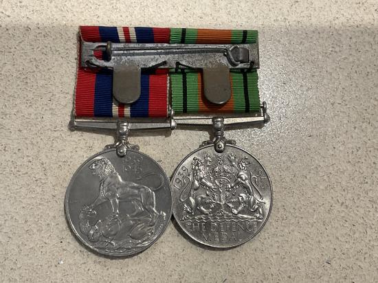 WW2 War & Defence medals , mounted for wear.