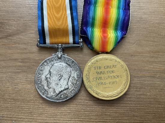 WW1 Pair; 5465 Private Alfred BONIFACE 1/4th Suffolk Regiment
