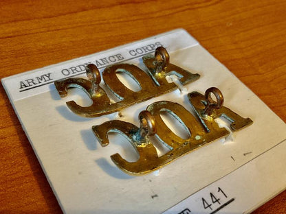 WW1 A.O.C (Army Ordnance Corps) brass shoulder titles