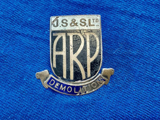 Gradia Militaria -  WW2 A.R.P lapel badge, J.S & S. Ltd (Demolition)