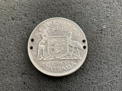 Gradia Militaria -  1943 Australian Florin engraved coin
