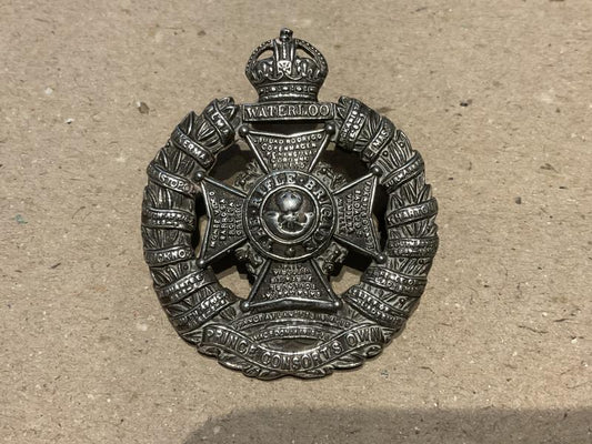 Gradia Militaria -  1944 Hallmarked silver The Rifle Brigade officers silver cap badge