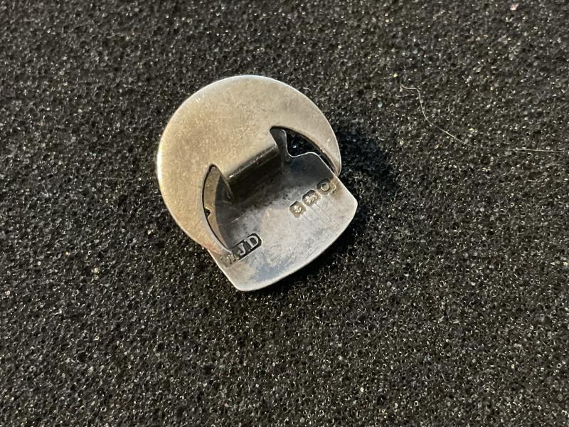 Miniature 1938 hallmarked silver A.R.P button hole badge