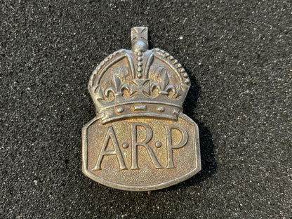 Gradia Militaria -  1938 Hallmarked A.R.P brooch backed lapel badge