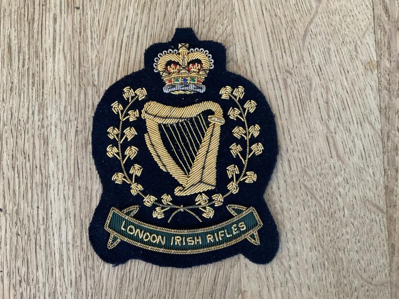 London Irish Rifles bullion blazer badge