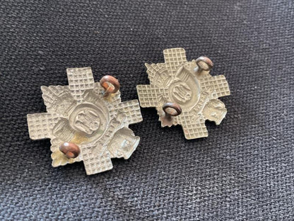 Victorian H.L.I white metal collar badges