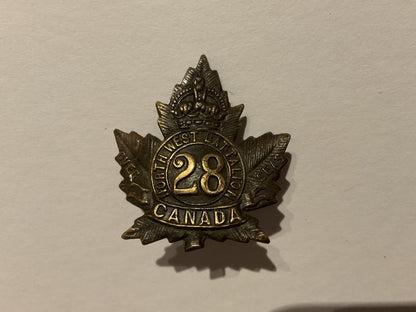 Gradia Militaria -  WW1 C.E.F 28TH North West Regt collar badge