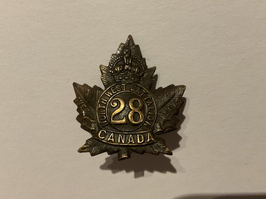 Gradia Militaria -  WW1 C.E.F 28TH North West Regt collar badge