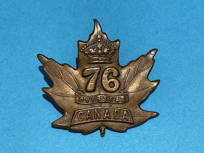 Gradia Militaria -  WW1 C.E.F 76th Inf Bn (Barrie, Ontario) collar