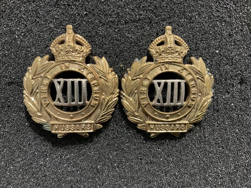 Gradia Militaria -  13th Hussars bi/metal collar badges
